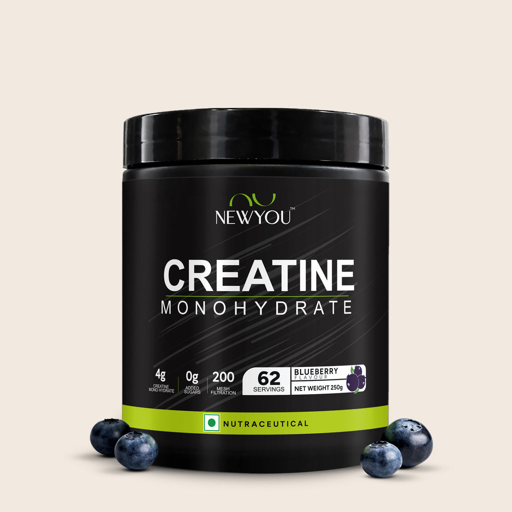 NewYou micronised creatine monohydrate powder, blueberry, 250 g