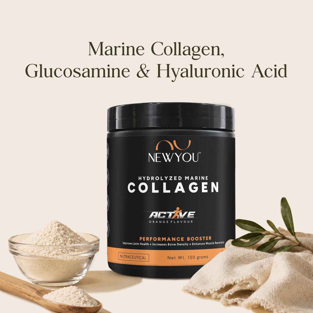 NewYou Collagen Active marine collagen powder, orange, 150 g pouch - view 2