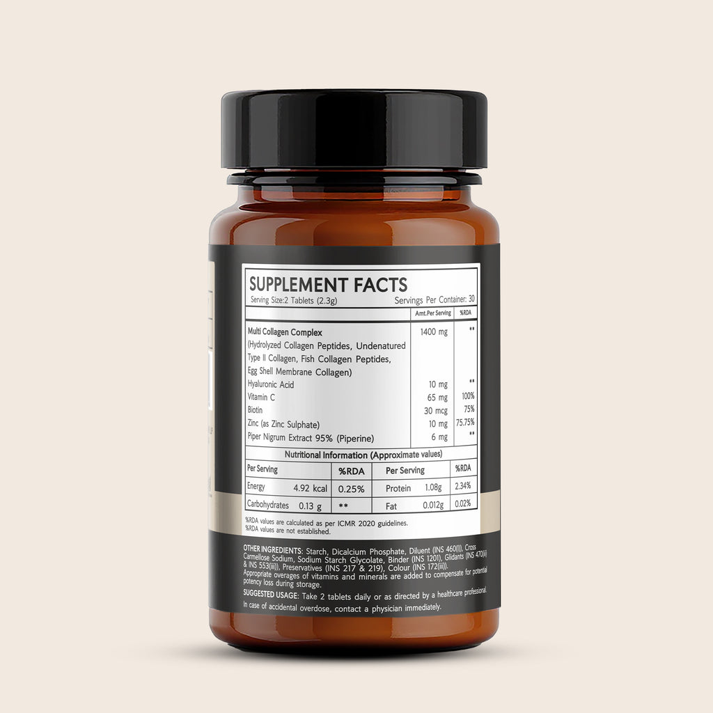 NewYou Multi Collagen Complex Tablets - Types I, II, III, V & X from Bovine, Marine & Eggshell - 60 Tablets